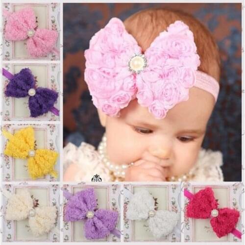 Big Bow Headband For Spring Elastic Hair Bands Kids Solid Hair Bow Hair Accessories Birthday Gifts YH413