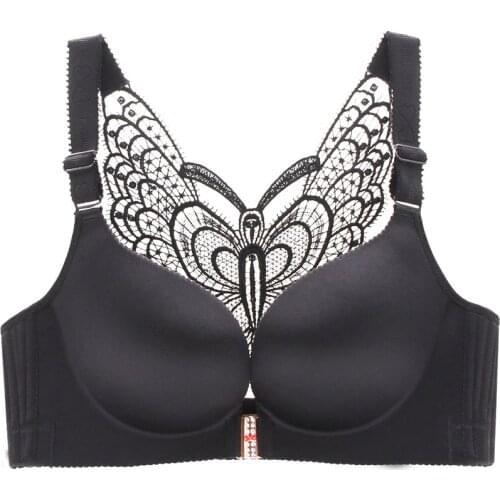 Gather up the beautiful back plus size bra Wireless Adjustment type Butterfly beauty back lingerie femme big size bra 50D 52D