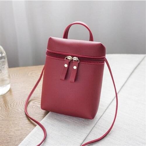 Coofit New Girls Mobile Phone Bag Hand Bag Fashion Female Mini Zipper Shoulder Bags Soft PU Leather Women Small Messenger Bags