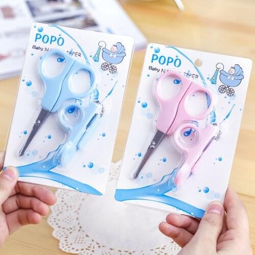 Childrens Safety Round Head Scissors Nail Clipper Suit Baby Anti Nipping Nail Scissors School Office Supplies
