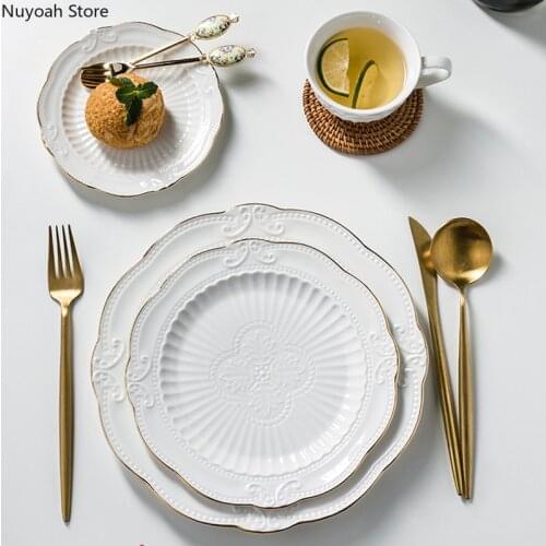 Home Ceramic Dim Sum Plate Afternoon Tea Western Dessert Steak Plate 10-inch Phnom Penh Flat Plate Photo Props Decoration