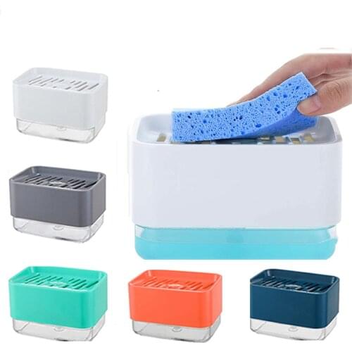 330ML Hand Soap Pump Dispenser Kitchen Dish Liquid Soap Press Box with Sponge Holder Home Cleaner Container