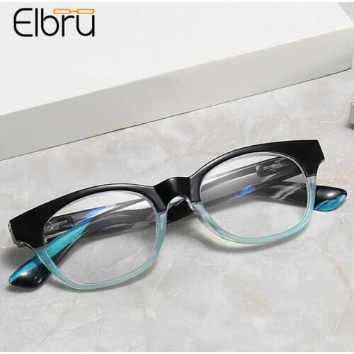 Elbru Vintage Oval Reading Glasses Fashion Black Transparent High Definition Presbyopic Glasses Diopters +1.0 +4.0 For Men Women
