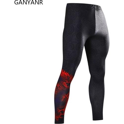 GANYANR Running Tights Men Gym Compression Pants Sportswear Leggings Fitness Sport Sexy Basketball Yoga Training Exercise Track