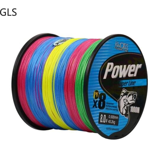GLS 1000M PE Multifilament Fishing Line Super Tension 12-88LB High Quality Fishing 8-Strand Braided Line New 2021