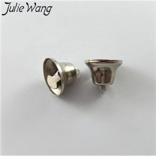 Julie Wang 50pcs Iron Alloy Small Bells Charms For Necklace Pendants Findings Jewelry Making Accessory