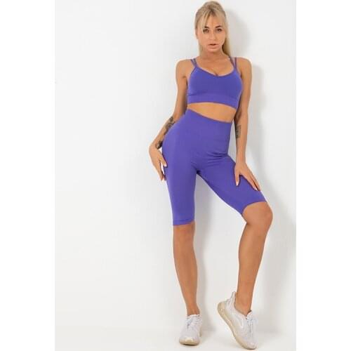 Yuerlian 2PCS Sexy Bra Beauty Back Ladies High Waist Shorts Women Yoga Sets Gym Clothing Push Up Fitness Tracksuit Sports Suit