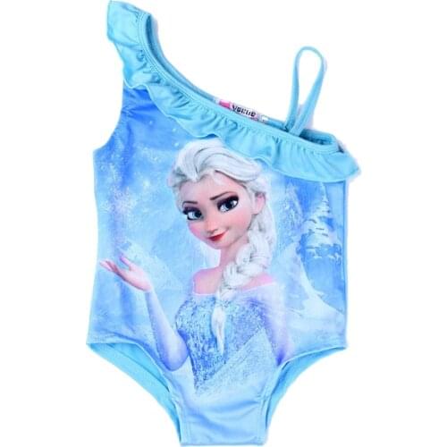 Frozen 1 2 3 4 5 Years Girls Swimwear Elsa Anna Print Swimsuit Toddler One Piece Baby Cartoon Swim Wear Beachwear Beach Cute