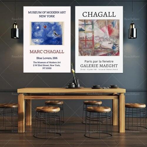 Marc Chagall "The Blue Lover" 1914, affiche d'art, Paris à travers la fenêtre, affiche vue ville, affiche d'exposition, impressi