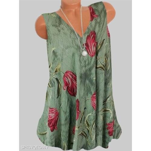 Fashion new casual large size T-shirt V-neck sleeveless vest temperament ladies T-shirt tops women