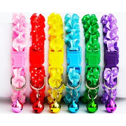 Fashion Lace Cat Dog Pets Collar With Bell Adjustable Buckle Collar Cat Pet Supplies Dogs Products Lovely Cat Accessory Hot Sale