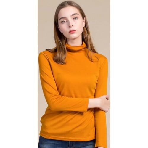 2017 Autumn Winter New Fashion Siilk Wool Turtleneck Shirt Sweater Slim Pullover Style Women Shirt