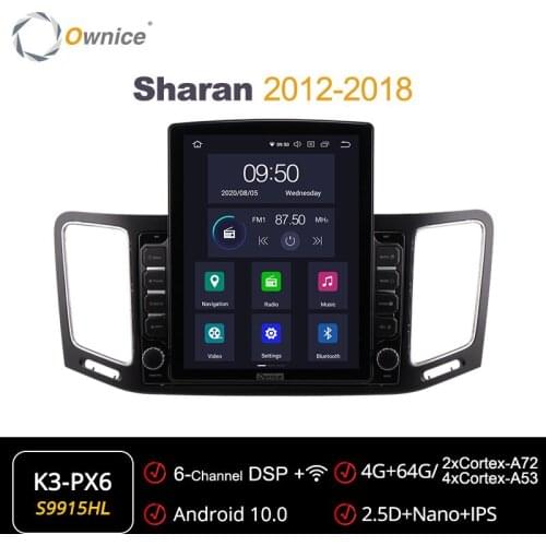 Ownice Android for Volkswagen Sharan 2012 - 2018 Car Radio Auto Multimedia Video Audio GPS 4G LTE 360 Panorama Tesla Style