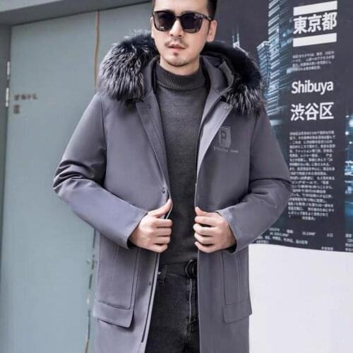 Real Fur Coat Parka Coat Winter Coat 2021 New Thick Warm Long Natural Fur Mens Coat Fashion Luxury Coat Streetwear