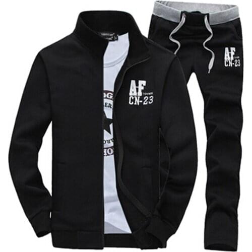 Casual Men Suits Sweatshirts Slim Set Solid Long Sleeved Male Clothing Sweater and Pants Sportswear