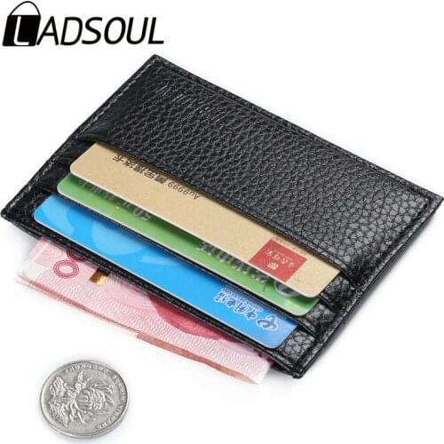 LADSOUL Casual Fashion Portable Ultra-thin Card Package Mens Multi-card Coin Wallet Small Card Package Bus Card Sets