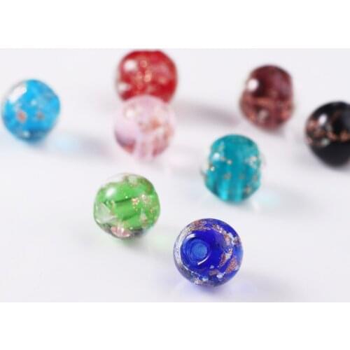 Multicolor 10Pcs 10mm Luminous Round Lampwork Glass Beads For Jewelry Making Bracelet Handmade DIY Jewelry Findings Hole 2mm