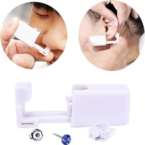 Nose Stud Piercing Hand Tool Kit Disposable No Pain Safe Sterile Ear Stud Piercing Gun Kit Build In Steel Stud Earring Star