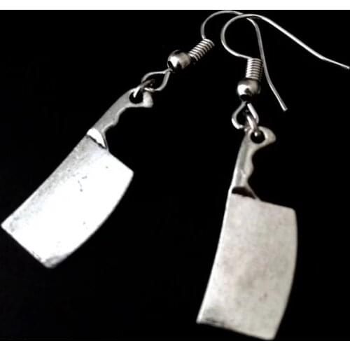 Cleaver Earrings, Knife Earrings, Halloween Jewelry, Gothic Jewelry, Grunge Earrings, Horror Jewelry, Knife, Horror Movie