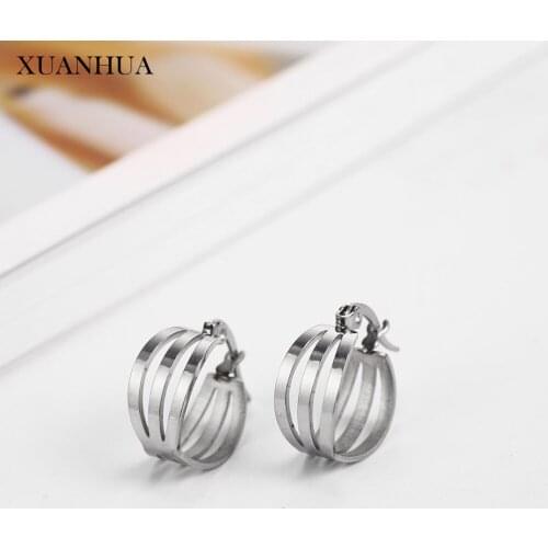 XUANHUA Stainless Steel Jewelry Woman Hoop Earrings Gifts for Women Fashion Fine Jewelry Accessories Bohemia Wholesale lots bulk
