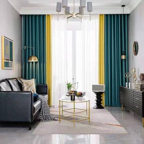 2021 Bedroom Living Room Study Nordic Minimalist Ins Full Blackout Solid Color Shade Sunscreen Bay Window Curtains