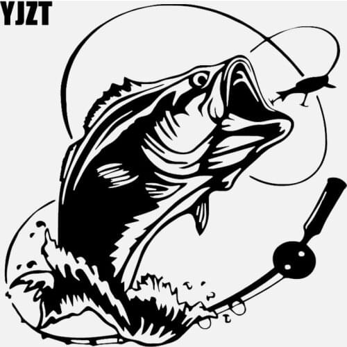 YJZT 16.5CM*16.5CM Car Sticker Bass Fish Ocean Sea Car Truck Window Vinyl Decal Black/Silver C24-0729