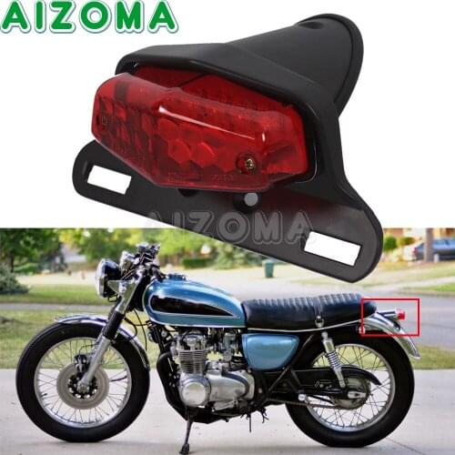 E4 LED Motorcycle Cafe Racer Lucas Tail Light Motorbike Brake Rear Licence Plate Lamp For Harley Honda CB CBR 250 600 650 900