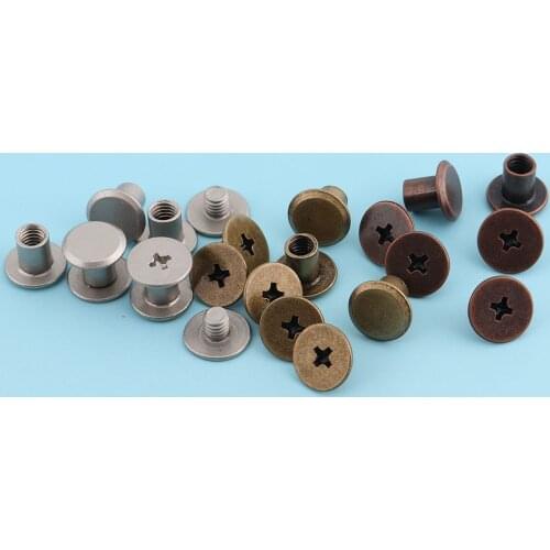 Nail Rivets 20sets 9mm Screw Rivets Metal Button Screwback Studs Screw Studs for Bag/ Belt Leather Craft Hardware Accessories