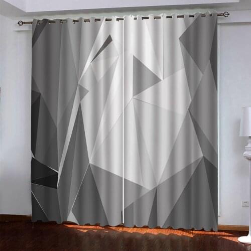 High quality custom 3d curtain fabric grey geometry curtains 3D Window Curtain For Living Room office Bedroom