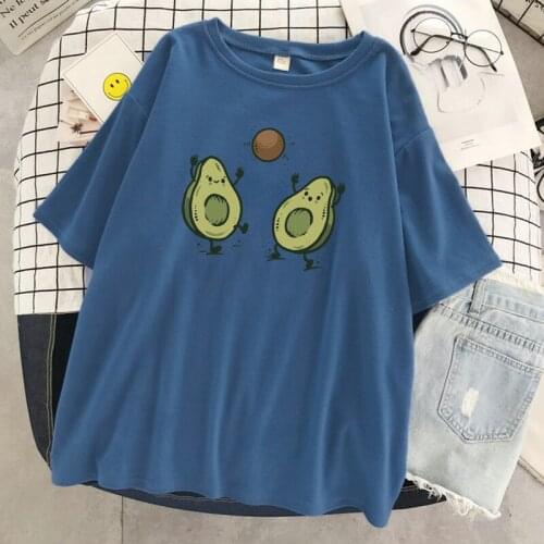 Fruit Avocado Cartoon Creativity Print Women Tshirt Simplicity Soft Tee Clothes Summer Fashion Loose Casual Womens T-Shirts