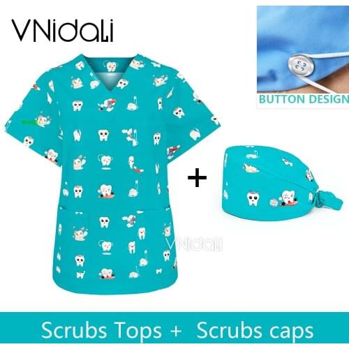 Dentist dentist dentist Scrub tops nurse work clothes surgical gown women short sleeves scrubs uniforms medical accessories