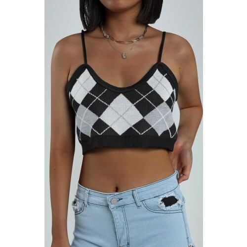 GAONO Y2K Aesthetics Argyle Plaid Sweater Vest Vintage Sleeveless Knitted Tank Tops Autumn Preppy Style Pullovers 90s School