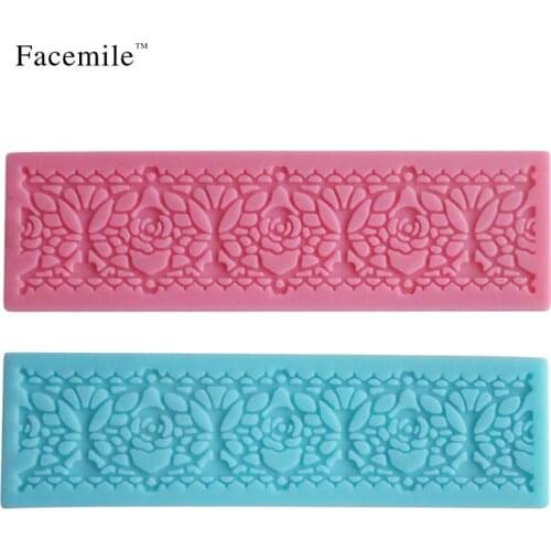 1pcs Fondant Gift Lace Silicone Mold Sugarcraft Gift Decoration Rose Lace Repeat Border Swag Icing Silicone Mold Cupcake Mat