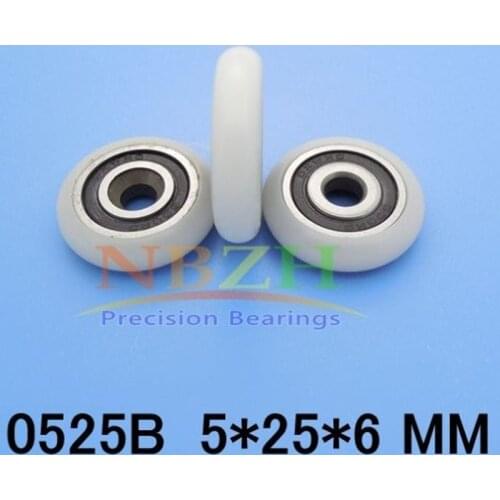 10pcs 5*25*6mm Nylon Plastic Carbon Steel Bearings Pulley Rollers Embedded Groove Suitable For Furniture Hardware Accessories