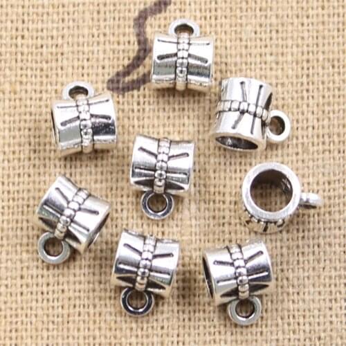 15pcs 10x7x7mm Necklace Bracelet Link 4.5mm Big Hole Bead Antique Silver Color Beads Fits Diy Charms Bracelet Jewelry Beads