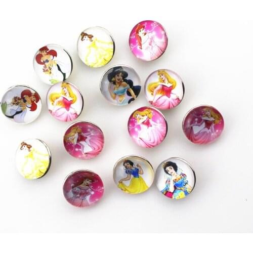 20pcs/lot Mix Princess Snap Buttons for 18mm Snap Pendants Bracelet&Bangles DIY Snap Jewelry Charms