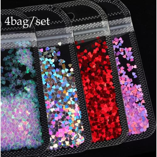 4pcs Sweet Love Hearts Shape Sequin Resin Glitter Fillings Silicone Mold Decorations Valentines Day Jewelry Making DIY Crafts