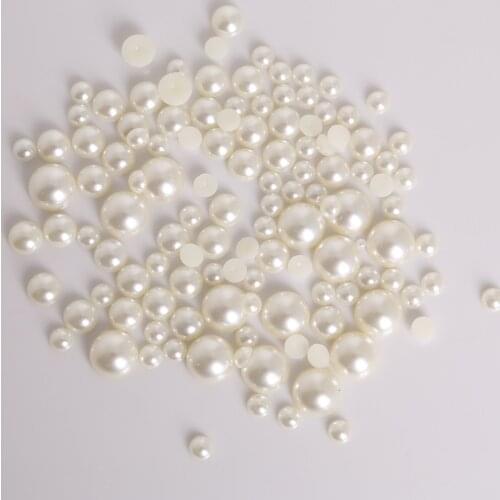 50-1000pcs/lot 12 Sizes Half Round ABS Imitation Pearl Beads Loose Beads For DIY Scrapbook Decoration Craft Making