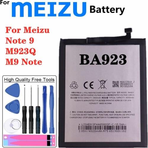 BA923 Replacement Battery For Meizu Note 9 M923Q M9 Note Smartphone Battery 4000mAh High Quality Batteries + Tools