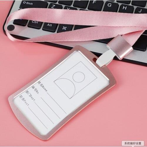 Free shipping 20pcs/lot customized logo ID card holder; aluminum alloy identity card holder; employee card holder with lanyard