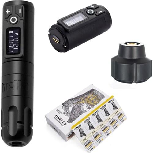 Wireless Tattoo Machine Pen Kit Brush Coreless Motor Replace Battery 1950mA/h RCA Adapter Quelle Cartridge Needle