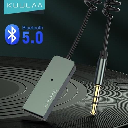 KUULAA Bluetooth-compatible Aux Adapter Wireless Car Receiver USB to 3.5mm Jack Audio Music Handsfree Adapter for Car Speaker
