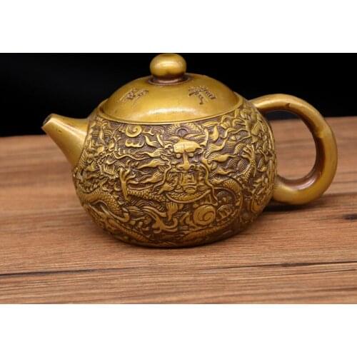 Bronze dragon antique teapot ornaments chinese tea pot Home Decoration