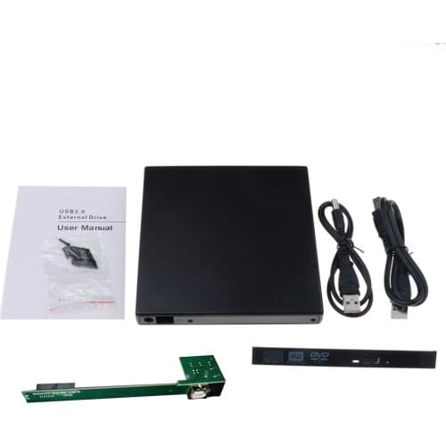 12.7mm Optical Drive Case Black Slim External Removable Cover with USB 2.0 for Laptop Notebook