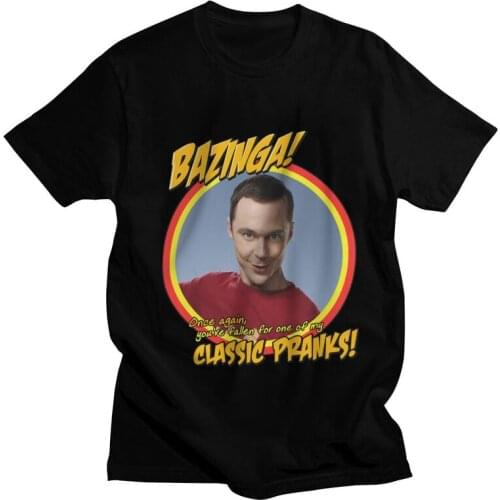 The Big Bang Theory T-shirt Mens Novelty T Shirt Short Sleeve Cotton Sheldon Cooper Bazinga Tshirt Unique Tee Top