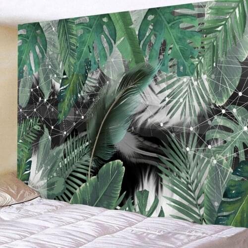 Tapestry Tropical Leaf Wall Hanging Green Leaf Tapestries For Home Deco War Art For Bedroom Living Room