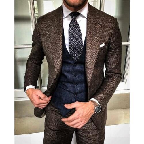 Custom 2021 Business Suits For Men Tuxedo 3Piece Slim Fit Man Groomsmen Blazers Plus Size Prom Party Bridegroom Outfit