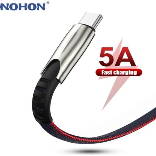 USB Type C Cable For Xiaomi Redmi Note 8 8T Samsung S10 Huawei P30 Pro USBC Mobile Phone Cord Data Charger 5A Fast Charging Wire