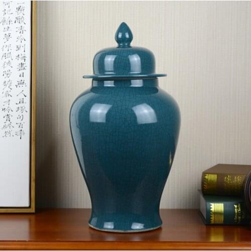 Chinese temple jar glazed ceramic jar lid porcelain ginger jar vase to Hotel and home decoration