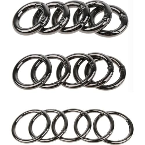 15pcs Circular O Ring Round Carabiner Snap Clip Spring Keyring Hook Buckle Outdoor Sports Hardware